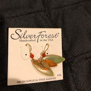 Silver Forest gold green earrings New